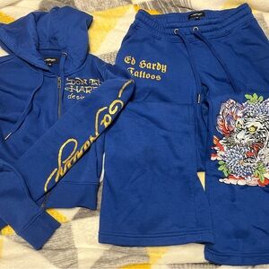 Ed Hardy Blue Jogger Set